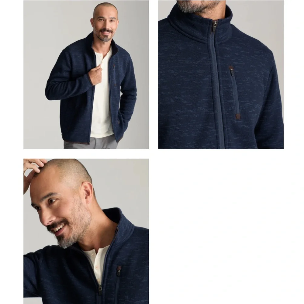 UNTUCKit Fleece Full-Zip Jacket Coat Blue Size Medium